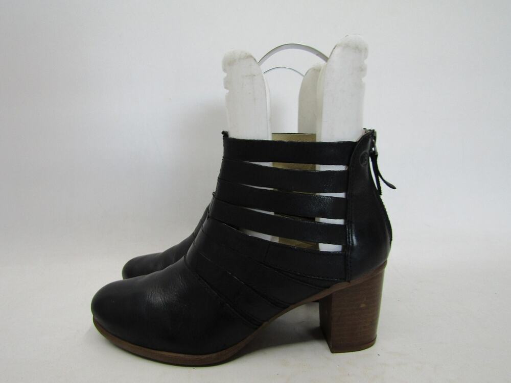 Josef Seibel Womens Size 37 EUR Black Leather Zip Ankle Fashion Boots Booties